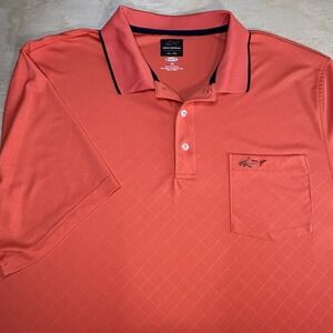 Greg Norman for Tasso Elba Play Dry Size XL Orange Polo Shirt Diamond Pattern